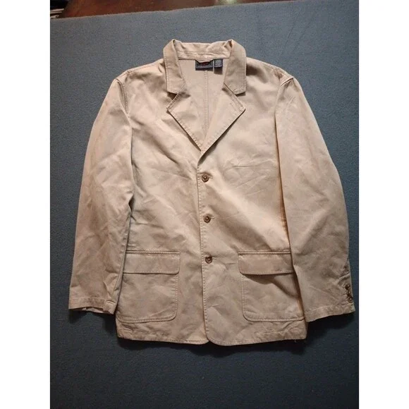 Vintage Route 66 100% Cotton Brown Khaki Blazer Jacket Size Large