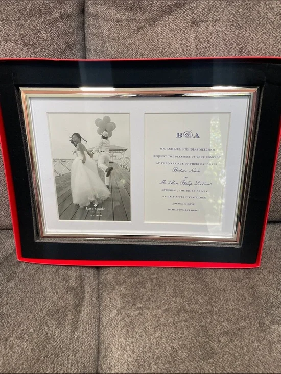 kate spade Black and Silver Dual Photo Frame with White Mat