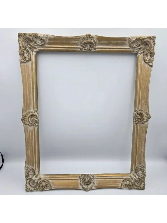 Vintage Ornate Baroque Style Gold & White Picture Frame 10