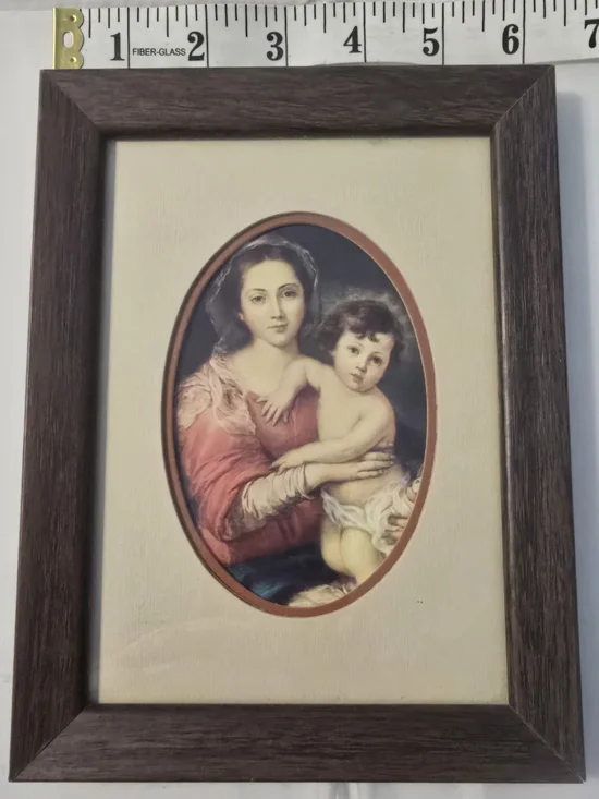 Vintage Madonna & Child Framed Religious Art Print Virgin Mary Jesus 8
