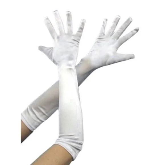 Elegant Classic White Satin Opera Elbow Gloves
