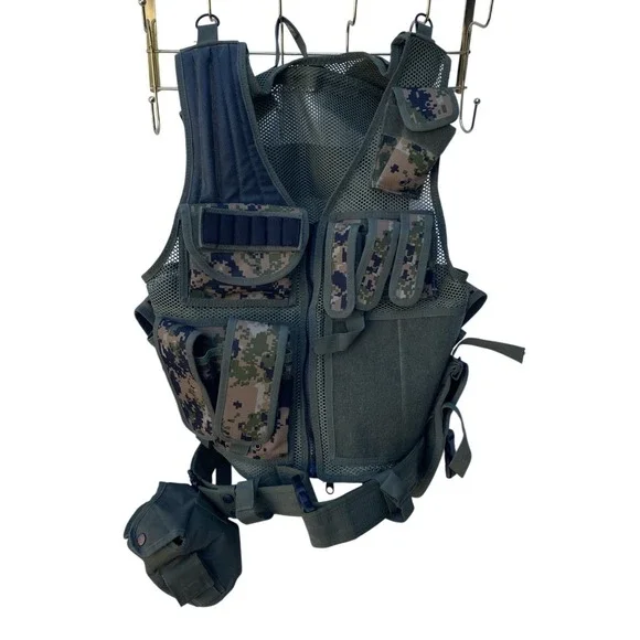 Military Combat Vest Digital Pattern‎ Multipule Pockets Gun Holster Clip Pockets