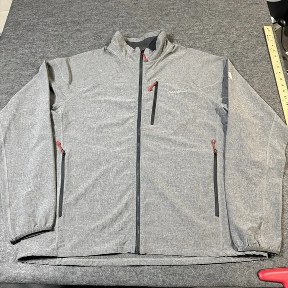 Eddie Bauer Jacket Mens XL Gray First Ascent Soft Shell Full Zip Outdoor Camping