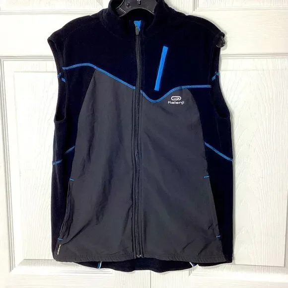 Oxylane Kalenji Vest Black Athletic Zip Front Lightweight Vest