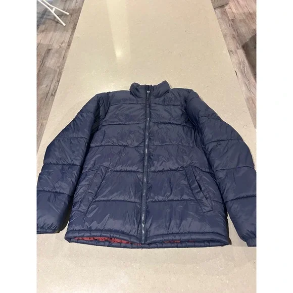 Old Navy Men Navy Blue‎ Puffer Jacket Winter Coat Size Medium