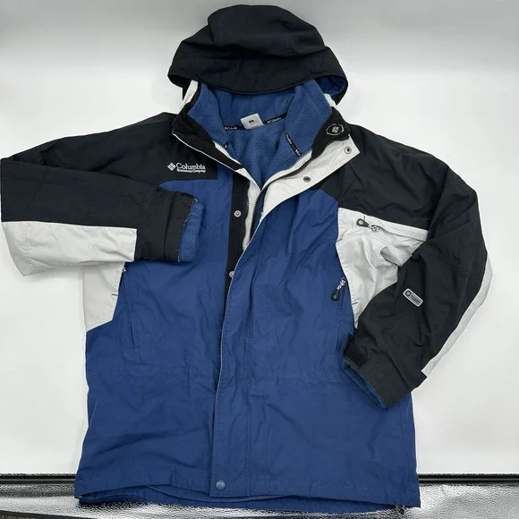 Columbia 3-in-1 Fire Ridge Shell & Fleece Full Zip Jacket‎ Blue/Black Mens Large