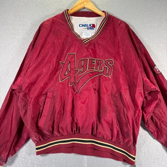 Vintage San Francisco 49ers Windbreaker Sweater‎ Mens XL Red Pullover Chalk Line