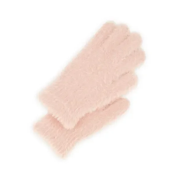 New Fashion Nova Blush Pink Solid Eyelash Knit Gloves Mittens Winter Soft‎ Fuzzy