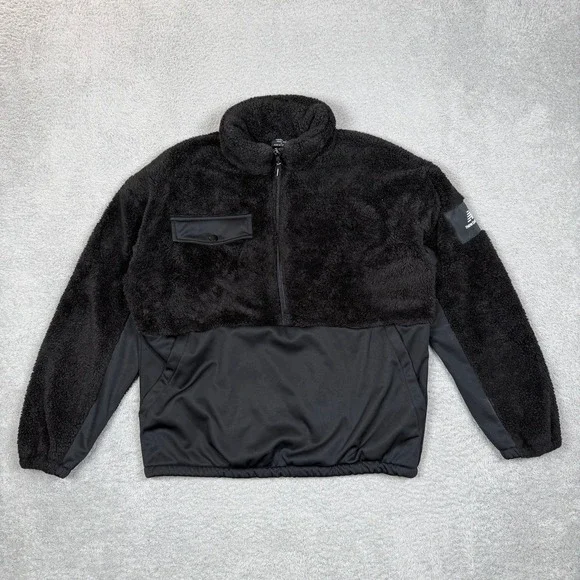 New Balance Mens Black Sherpa Fleece Half Zip Pullover‎ Hybrid Jacket Large