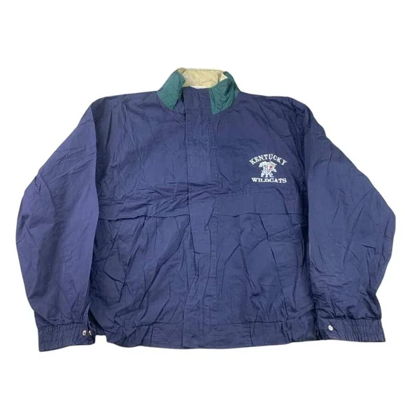 Vintage Kentucky‎ Wildcats ANC Sportswear Windbreaker Jacket Navy Blue Men L