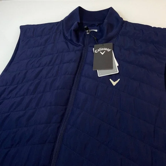 Callaway Mens Large Navy Blue Quilted Puffer Golf‎ Vest New Sun Protection
