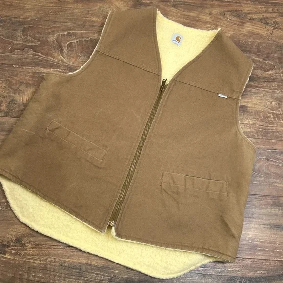 Carhartt 65V Sherpa Lined‎ Vest XL Duck Brown Hunting Western Shotgun Shooting