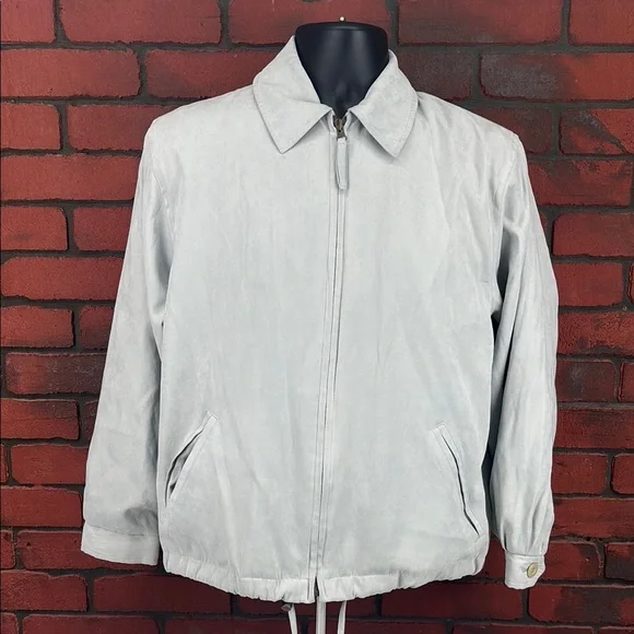 London Fog Jacket Mens Small Light‎ Grey Suede