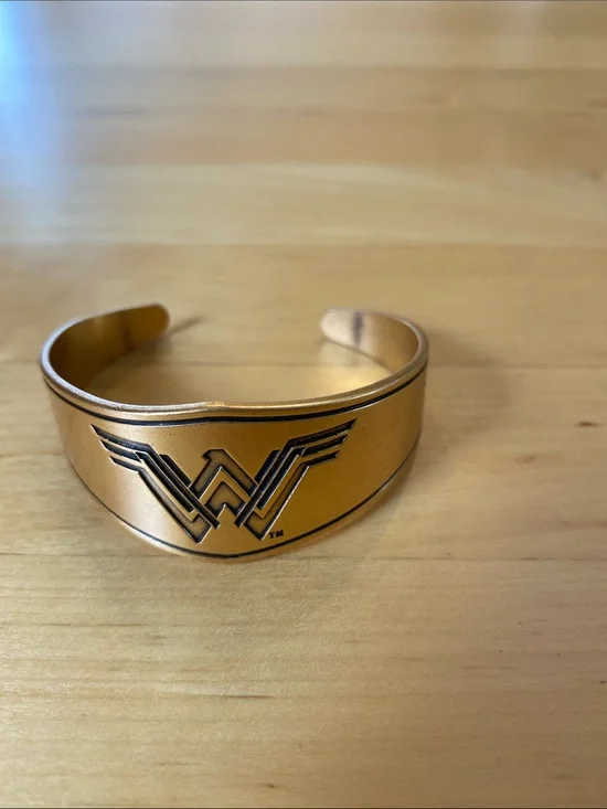 Alex and Ani Gold Tone Wonder Woman Logo Cuff Bracelet