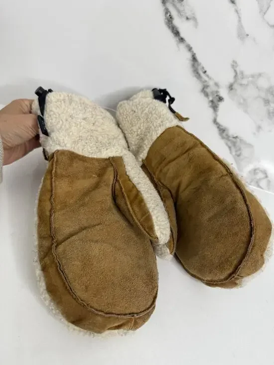 Auclair Women's Suede SherpaMittens, Fingerless, Warm Insulated Sz M