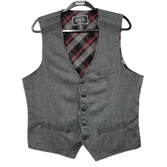 Buckle‎ Vest Mens L  Plaid Lined Button Front Dress Casual Waistcoat Preppy