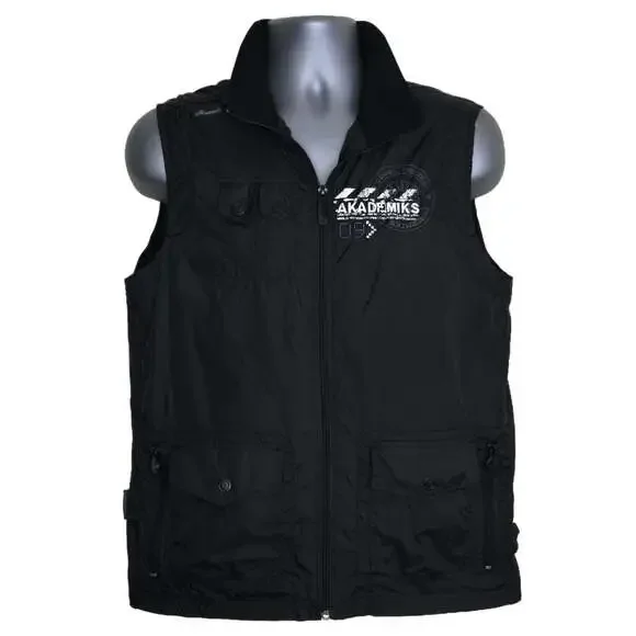 Akademiks Men's Graphic Print Tactical Ranger Style Vest Black Size XL