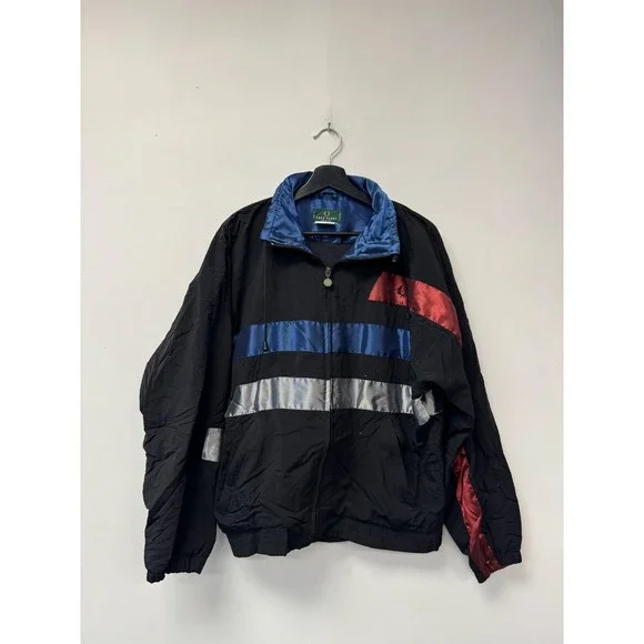 Vintage Fred Perry Jacket‎ Medium Black Striped Colorblock Windbreaker 90s Oi