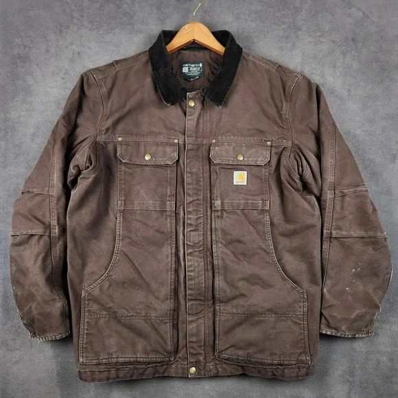Carhartt Jacket Mens Large Brown Full Swing Relaxed Fit‎ Washed Duck Insulated