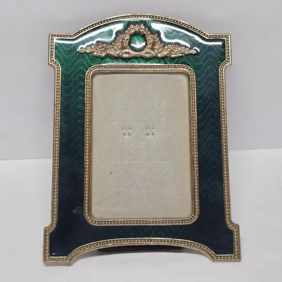 Vtg Terragrafics French Empire Picture Frame Green Gold Hollywood Regency
