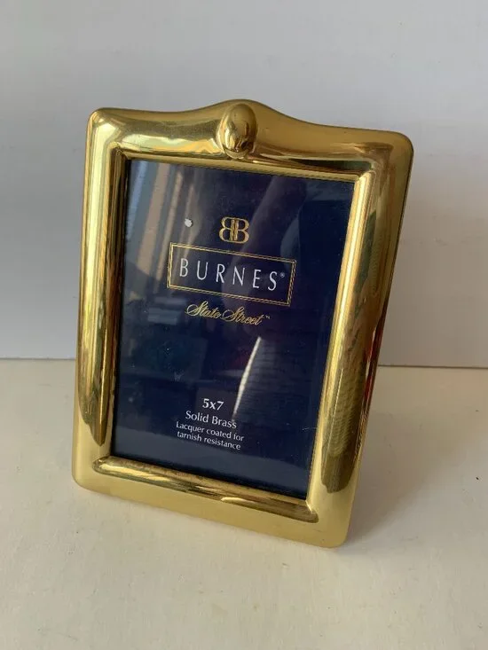 Vintage BURNES State Street Gold Solid Brass 5x7