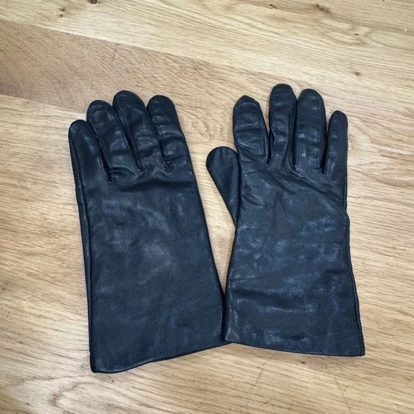 NWOT Gates‎ Ladies Black Genuine Leather Gloves Cashmere Lining Small WPL