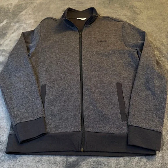 Calvin Klein Full Zip Track Jacket‎ Heathered Charcoal Gray Black Mens Medium