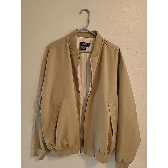 Vintage Nautica Tan Zip Jacket  Mens Large‎ Lined Corduroy 90s