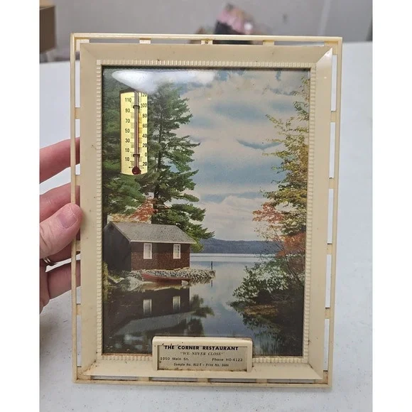 Vintage The Corner Restaurant‎ Advertising Thermometer Promotional Picture Frame