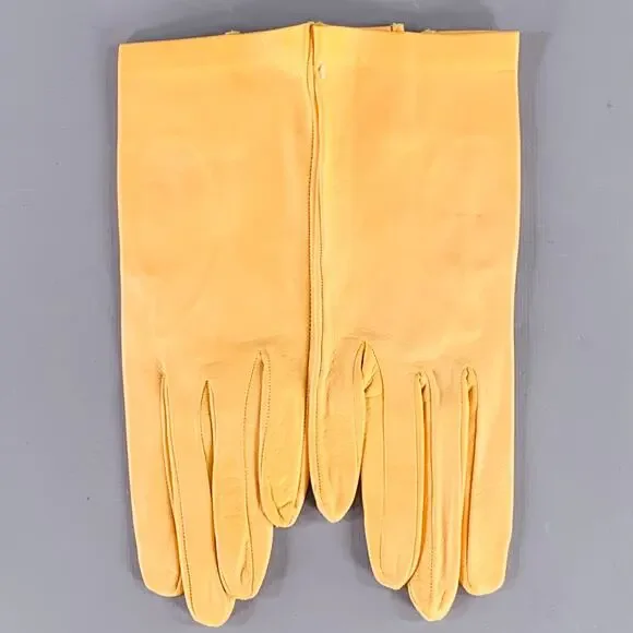 VINTAGE Size 6.5 Yellow Leather Gloves