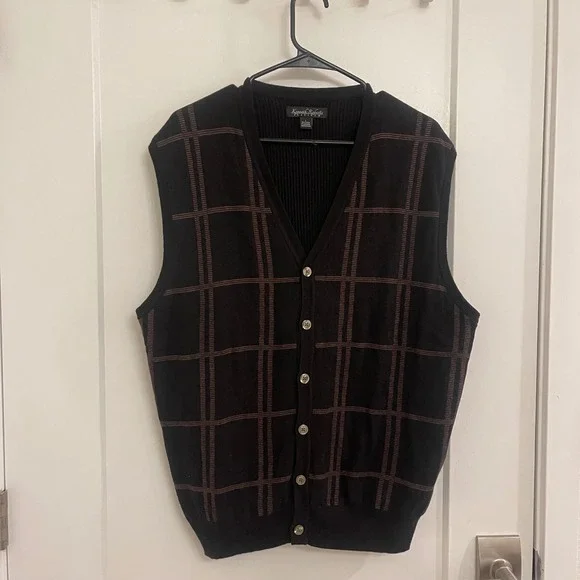 Vintage Cashmere Blend Kenneth Robert's Plaid Vest Preppy Old Money Classic