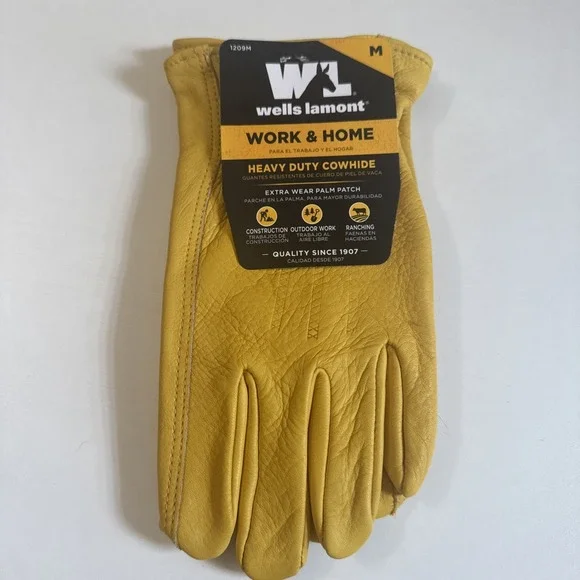 Cowhide Leather Wells Lamont Premium Leather Work Gloves M 100% Cowhide HVY Duty