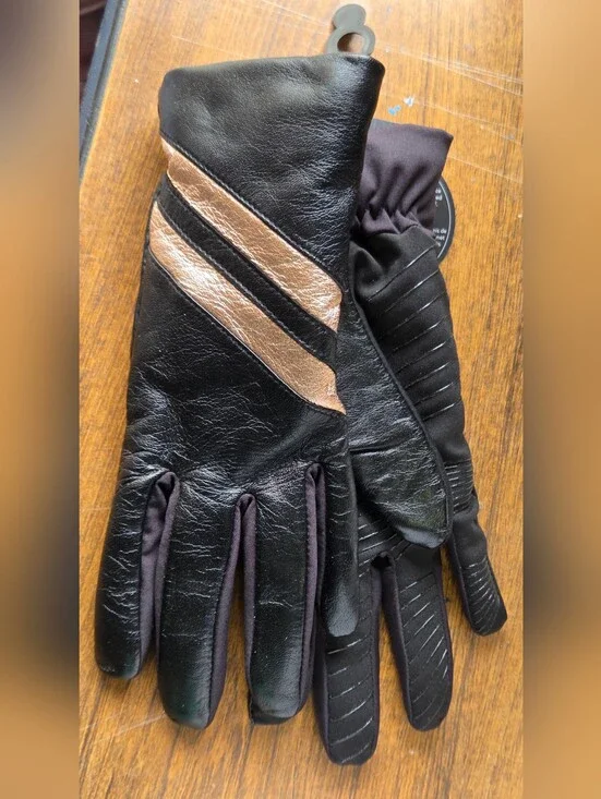 Leather Gloves with Metallic Bronze Accent Small