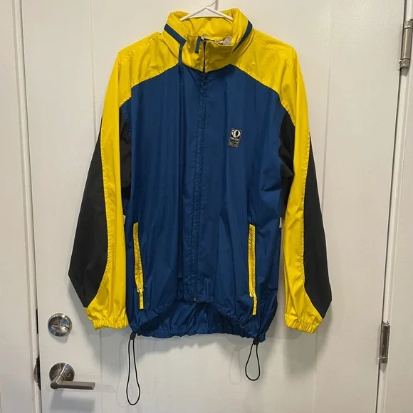 Pearl Izumi Technical Wear Cycling Windbreaker Jacket Blue Yellow Mens Large