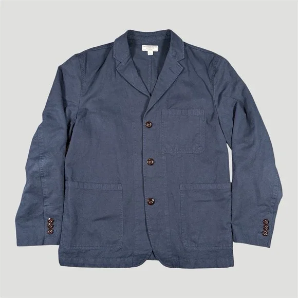 Wallace & Barnes New York Blue Chore Jacket Linen Blend 40s J Crew Men's Coat