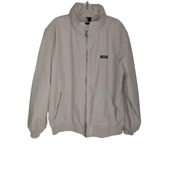 Lands End ivory Mesh Lined Jacket Mens XL 46-48 Bomber‎ Coat Nylon