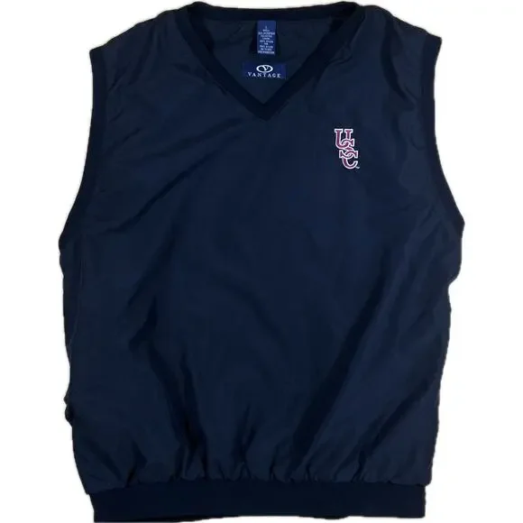 Vantage Men L Black USC Gamecocks Performance Wind V Neck Sleeveless‎ Lined Vest