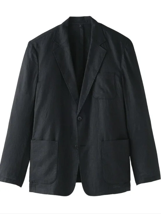 NEW!!! M's Washed linen jacket MEN, Medium, Black, Retail Price $129.95 USD