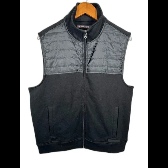 Michael Kors Men's Black Zip-Up Collared Vest NWT Size Medium Minimalist