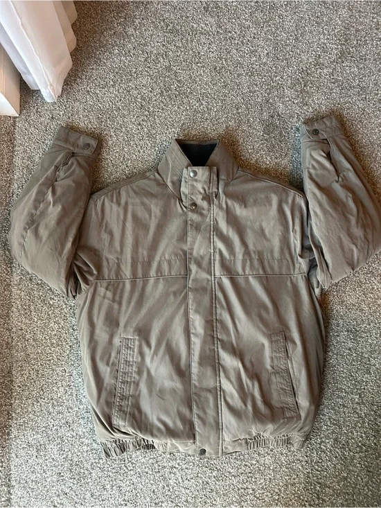 Men’s Taupe Khaki Puffer Bomber Jacket