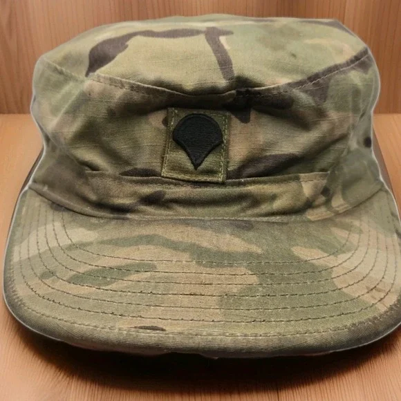 US Army OCP Camo Patrol Cap Hat Named Jacobs Spade Patch Military Field Worn