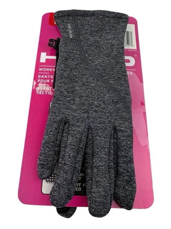 *Head Women's Touchscreen Running Gloves Grey Stretch Fleece Size M