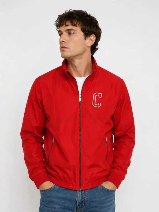 Zara Man Red Varsity Bomber Jacket Letter 