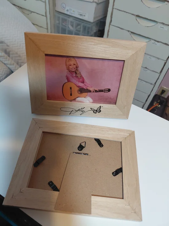 2 Dolly Signature Wood Photo Frames with Butterfly Accent - Light Wood