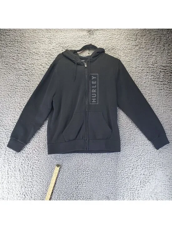 Hurley Shirt Mens Medium Black Full Zip Kangaroo Pocket Hoodie