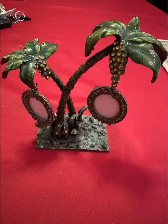 Vintage 3-D yellow crystal Palm tree picture frame 3×5