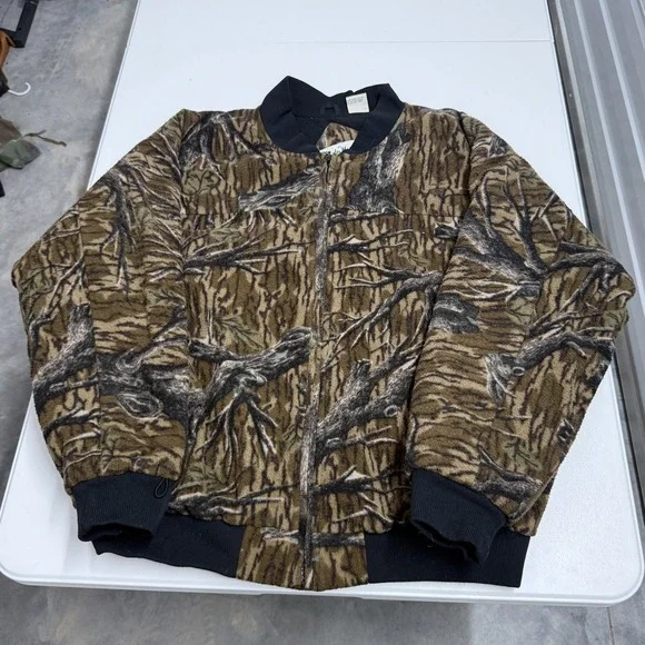Gander Mountain Fleece Bomber Jacket Mens XL Brown Excellent Camo Sympatex
