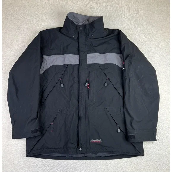 Eddie Bauer EBTEK Gore-Tex Jacket Mens 2XL Black Ski Waterproof Zip Pockets