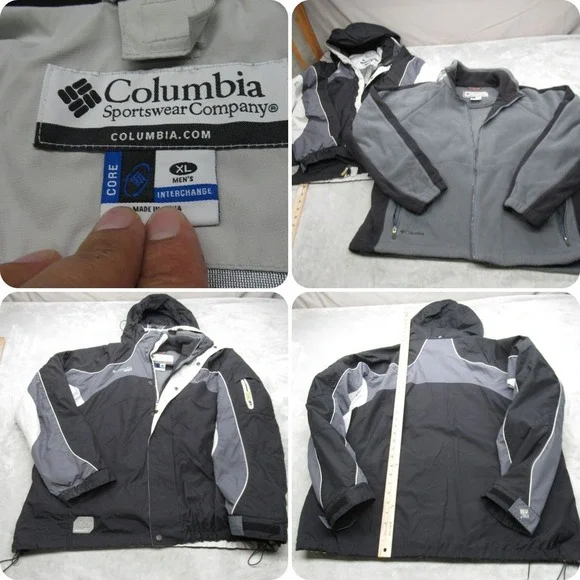 Columbia Jacket Mens XL Black Interchange Vertex Removable Liner Waterproof 3in1