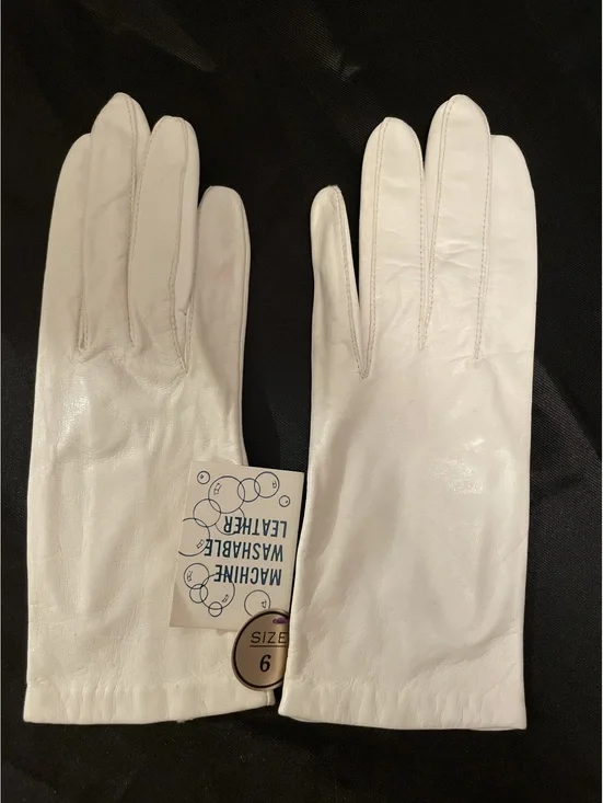 Vintage Ivory Leather Gloves Women's Size 6 Machine Washable NWT 80s 90s NOS